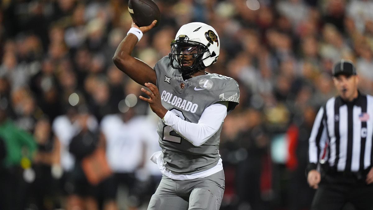 Colorado Buffaloes quarterback Shedeur Sanders (2) prepares to pass the ball in the first quarter against the Cincinnati Bearcats at Folsom Field.