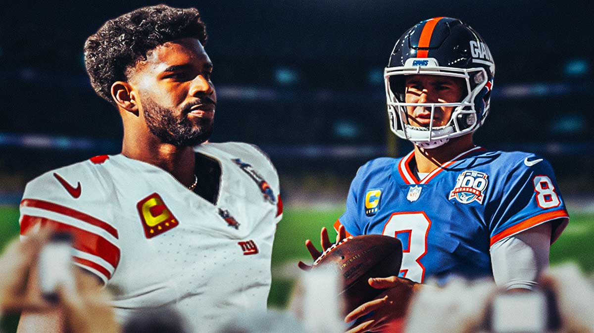 Shedeur Sanders in a Giants uniform. Daniel Jones.