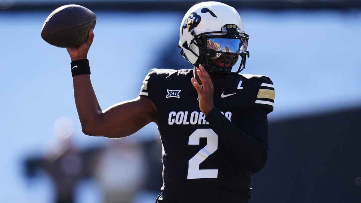 Colorado Buffaloes quarterback Shedeur Sanders (2) prepares to pass the ball in the third quarter against the Oklahoma State Cowboys at Folsom Field.