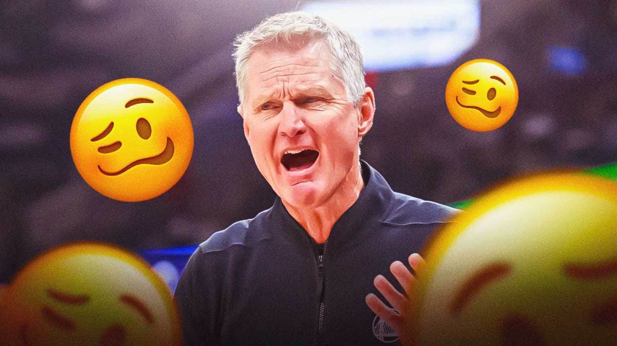 Warriors coach Steve Kerr with 🥴 emojis around him