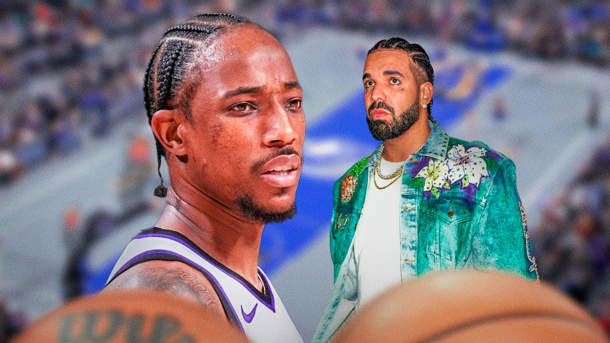 DeMar DeRozan in a Kings jersey, and Drake (the rapper)