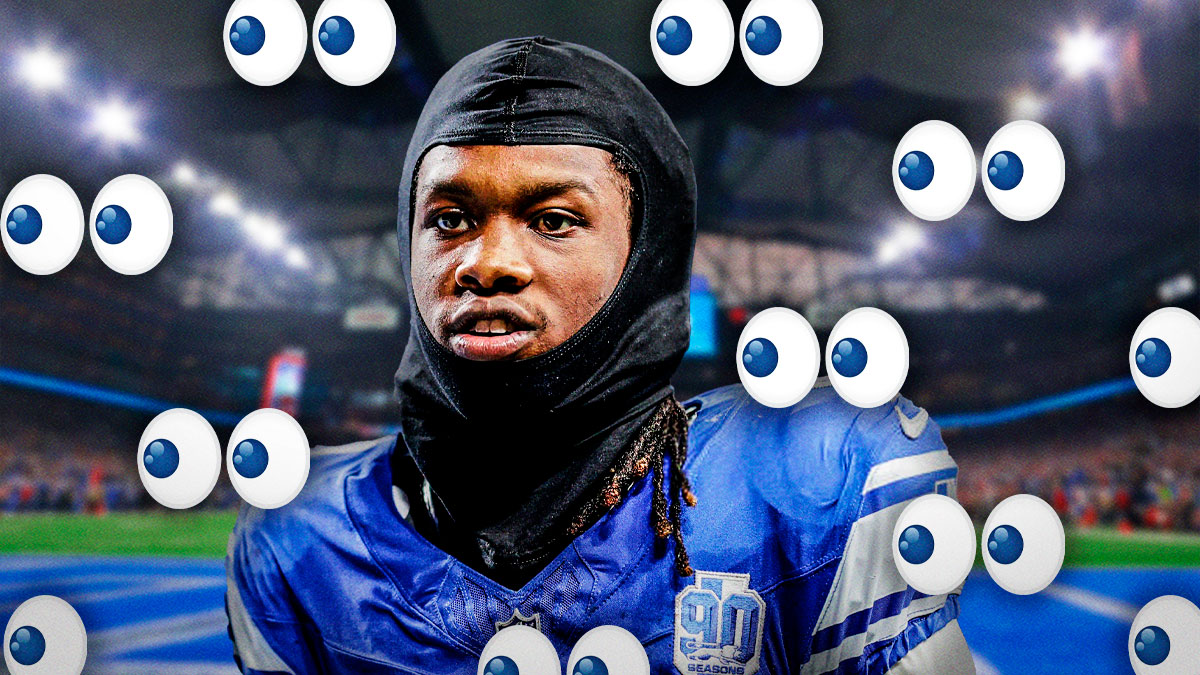 Jameson Williams with a bunch of the big eyes emojis in the background