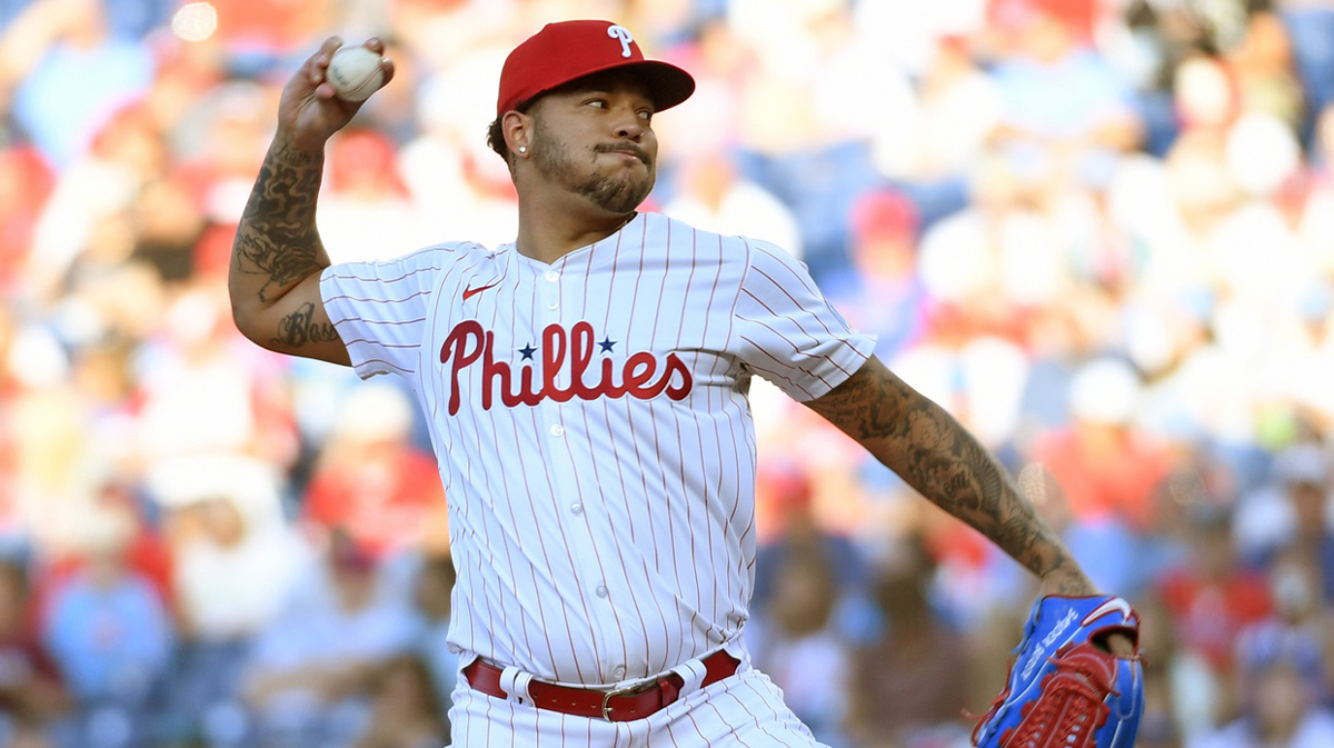 Philadelphia Phillies starting pitcher Taijuan Walker (99) throws a pitch against the Miami Marlins during the first inning at Citizens Bank Park. 