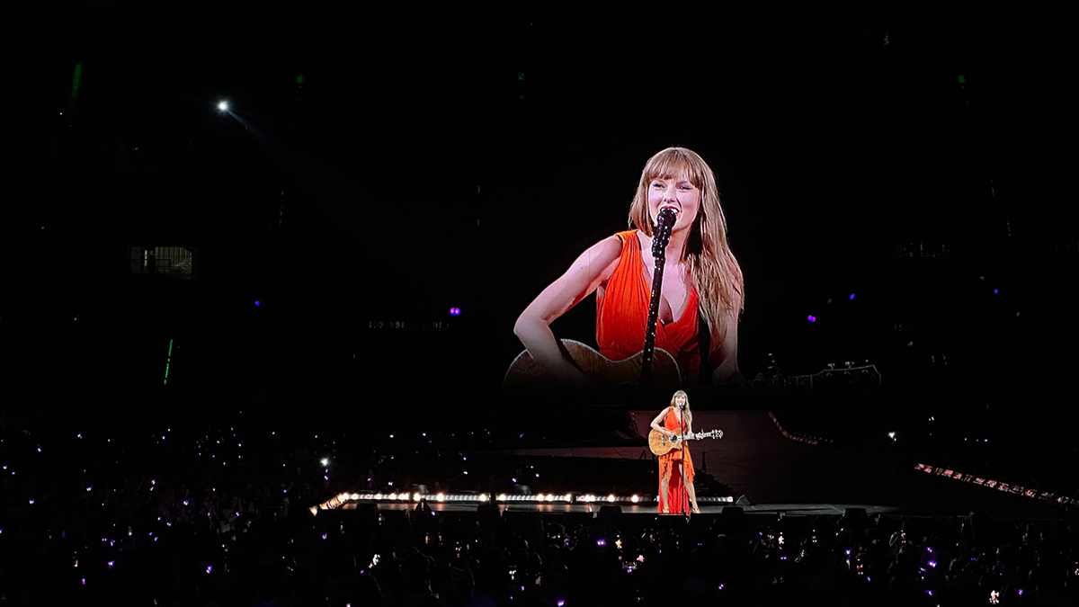 Taylor Swift performing on stage