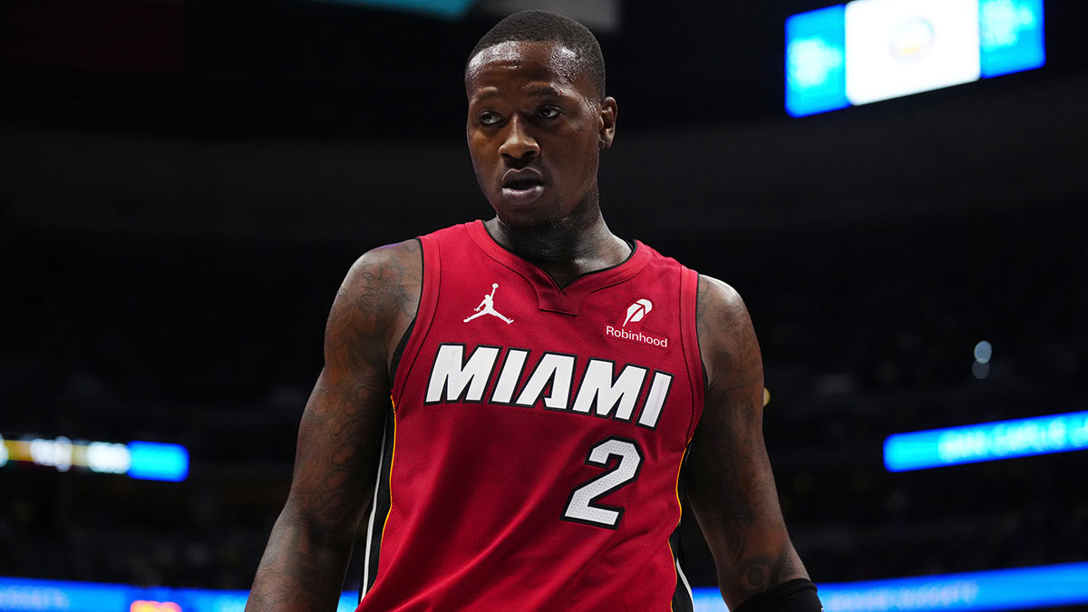 Miami Heat guard Terry Rozier (2) during the second quarter against the Denver Nuggets at Ball Arena.