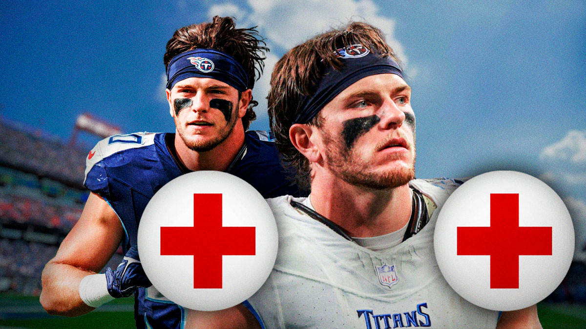 Titans linebacker Jack Gibbens with medical Red Cross symbol