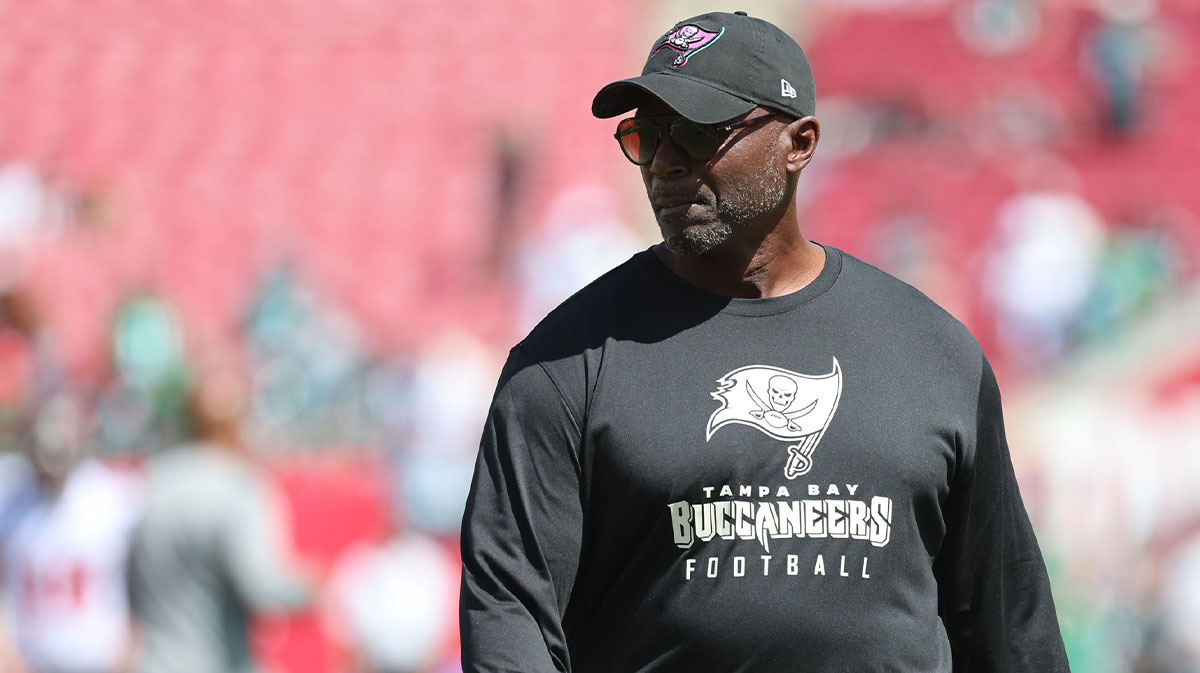 Sep 29, 2024; Tampa, Florida, USA; Tampa Bay Buccaneers head coach Todd Bowles prior to the game against the Philadelphia Eagles at Raymond James Stadium.