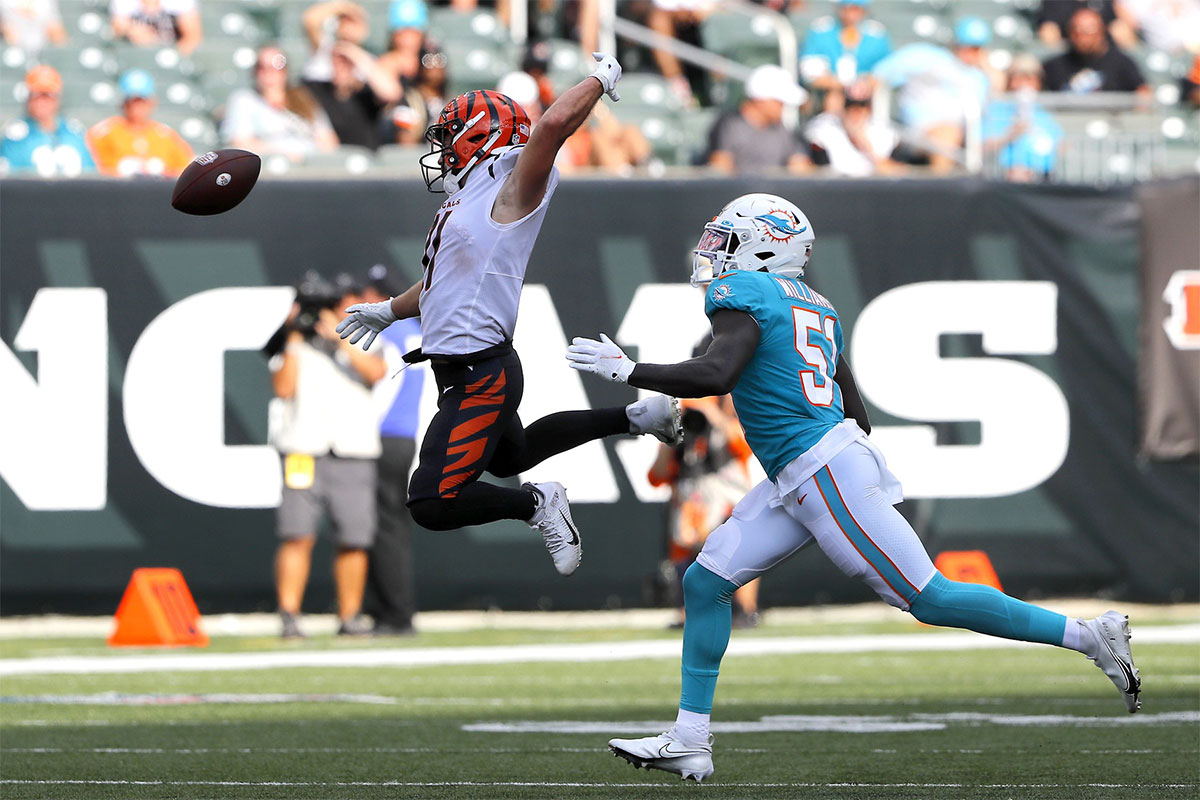 Trent Taylor and Trill Williams during Bengals-Dolphins preseason game.