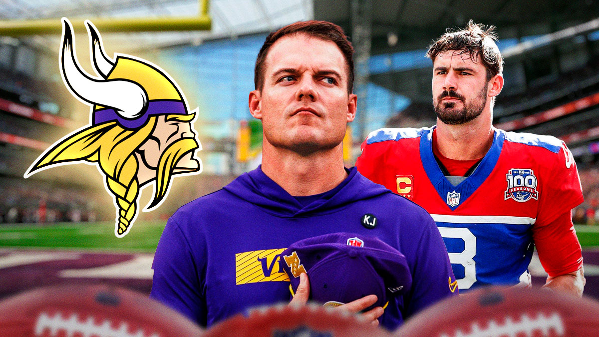 Vikings' Kevin O'Connell next to Daniel Jones after Giants cut