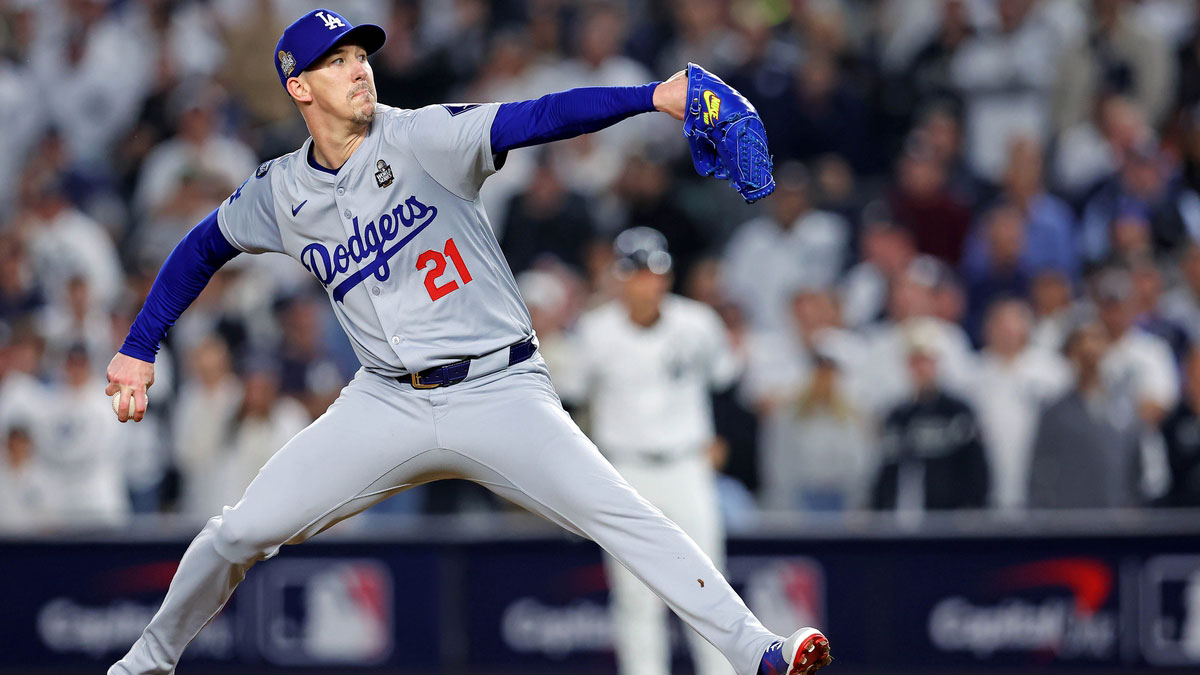 Los Angeles Dodgers pitcher Walker Buehler (21) pitches during the ninth inning against the New York Yankees in game four of the 2024 MLB World Series at Yankee Stadium.