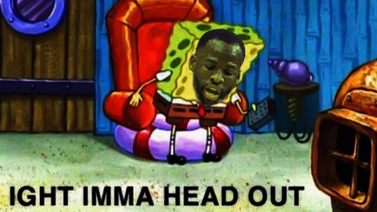 Warriors' Draymond Green in the Spongebob Aight imma head out meme