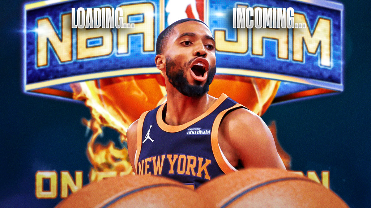 Need cover image of Mikal Bridges with NBA jam style fire graphics with a block style message over top that reads “Loading…” or “Incoming…”