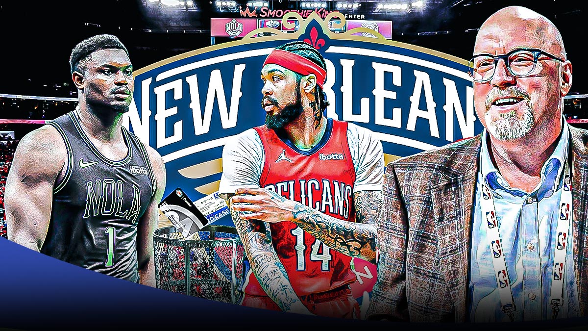 Zion Williamson (CAA), Brandon Ingram (Excel), Pelicans logo, David Griffin