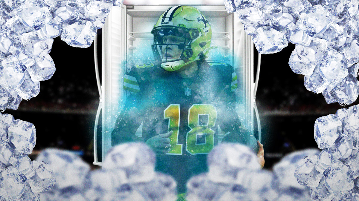 Spencer Rattler with him inside a walk-in freezer.