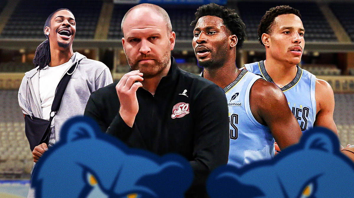 Ja Morant, Taylor Jenkins, Jaren Jackson Jr., Desmond Bane, Grizzlies logo