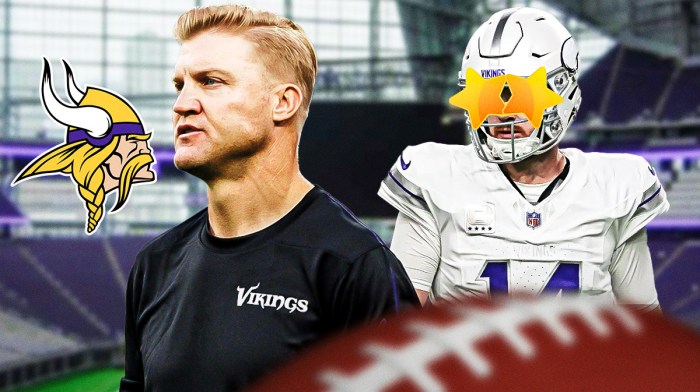Vikings Sam Darnold with stars in his eyes looking at Josh McCown
