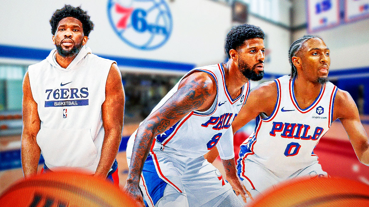 76ers' Joel Embiid, Paul George and Tyrese Maxey