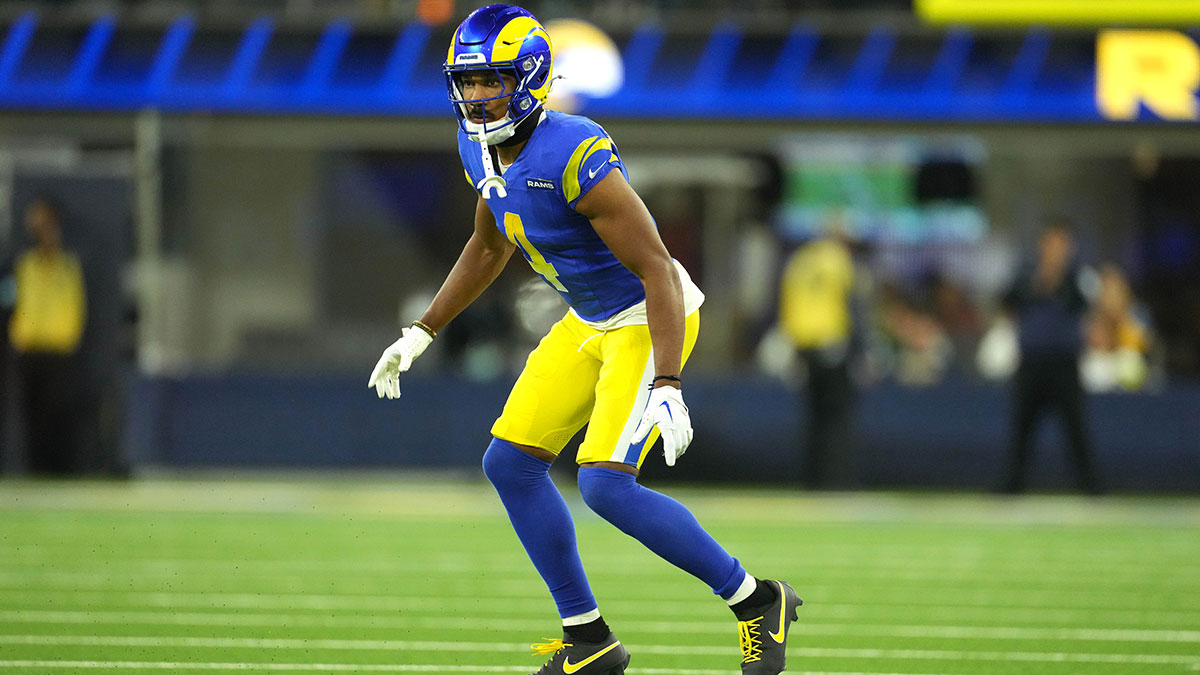 Los Angeles Rams cornerback Ahkello Witherspoon (4) against the Miami Dolphins in the second half at SoFi Stadium.