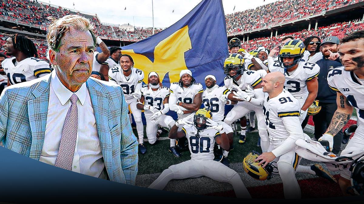 Nick Saban looking at Ohio State-Michigan planting the flag on the field