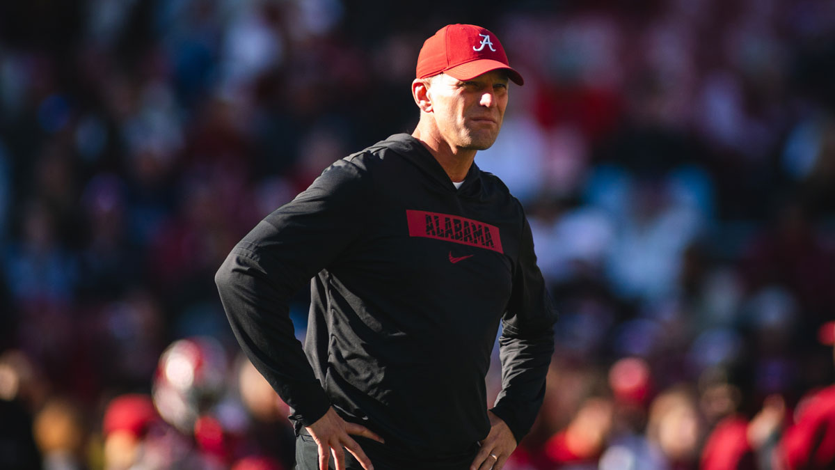 SEC Alabama Crimson Tide head coach Kalen DeBoer walks onto the field before a game against the Auburn Tigers at Bryant-Denny Stadium.