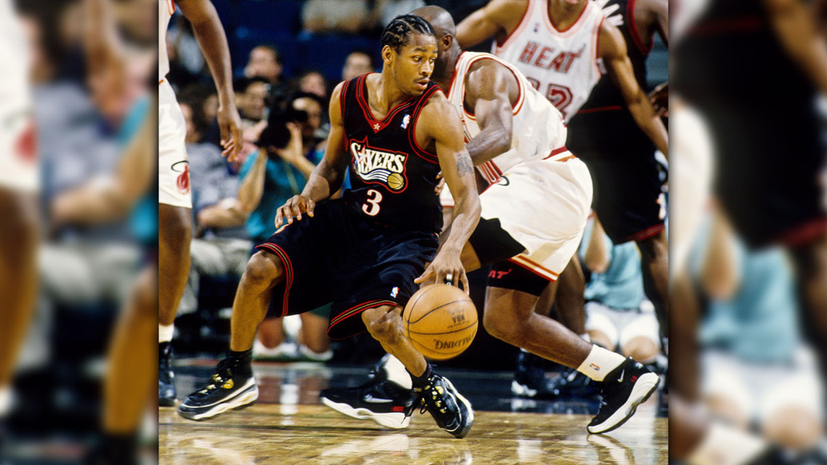 Philadelphia 76ers guard Allen Iverson (3) in action against Miami heat on Miami Arena.