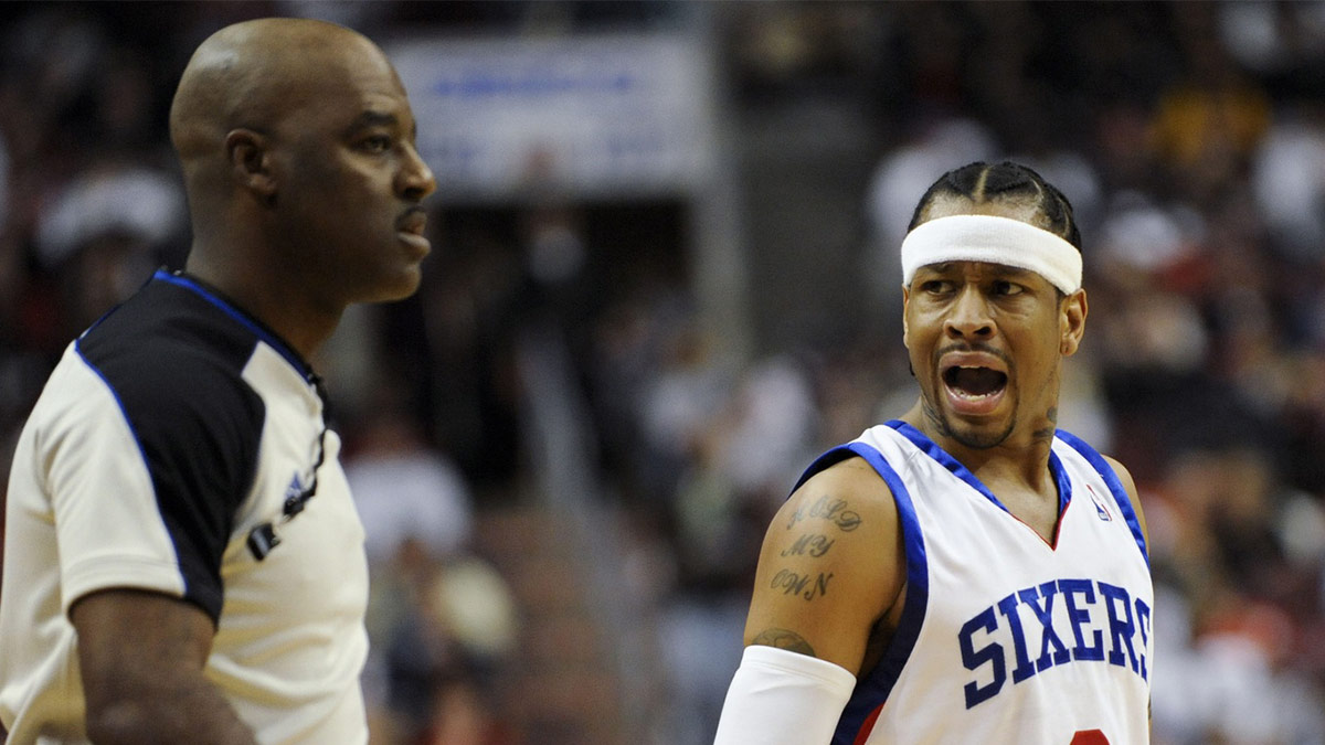 Allen Iverson talking to referee