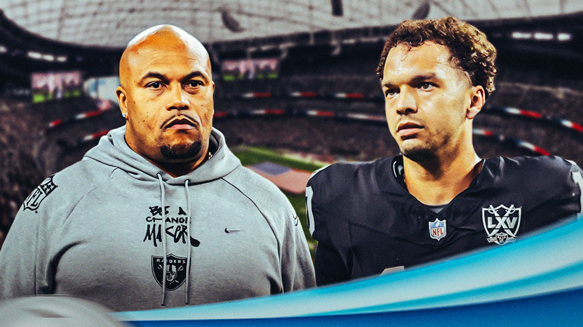 Antonio Pierce, Desmond Ridder in a Raiders uniform