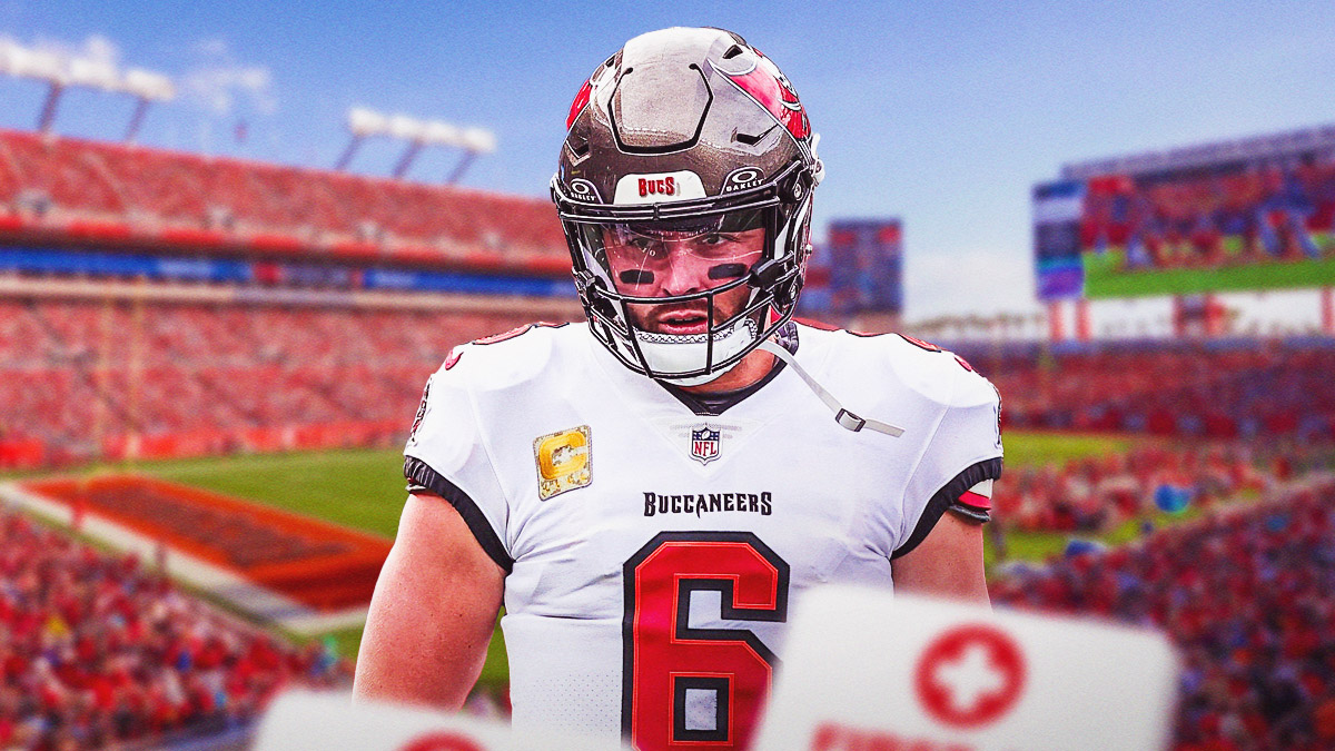Buccaneers' Baker Mayfield with a medical kit