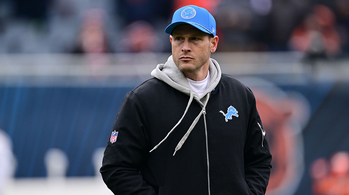 Detroit Lions offensive coordinator Ben Johnson before a game against the Chicago Bears at Soldier Field.