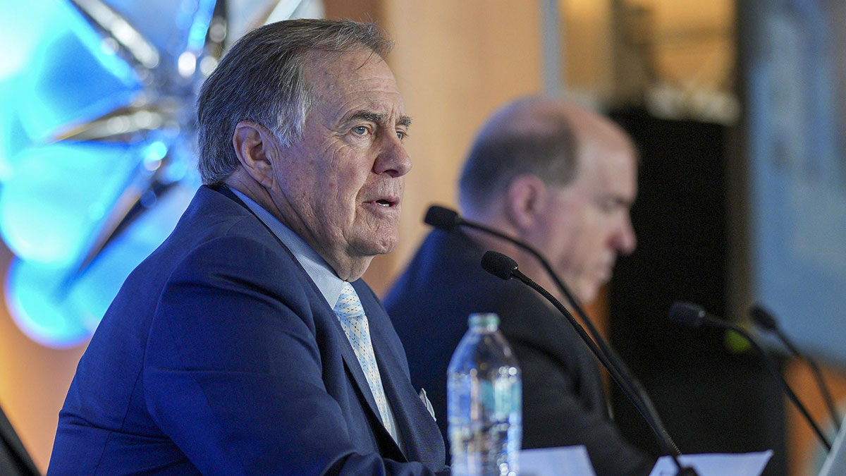 North Carolina Tar Heels new head coach Bill Belichick speaks to the media at Loudermilk Center for Excellence
