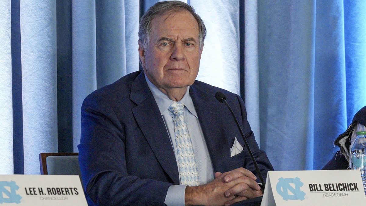 North Carolina Tar Heels new head coach Bill Belichick speaks to the media at Loudermilk Center for Excellence.