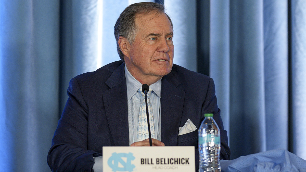 North Carolina Tar Heels new head coach Bill Belichick speaks to those attending his hiring announcement at Loudermilk Center for Excellence.