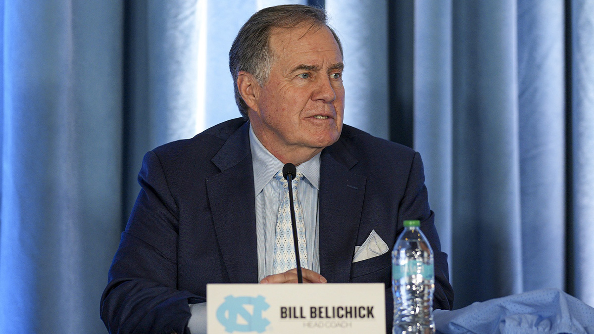 North Carolina Tar Heels new head coach Bill Belichick speaks to those attending his hiring announcement at Loudermilk Center for Excellence.