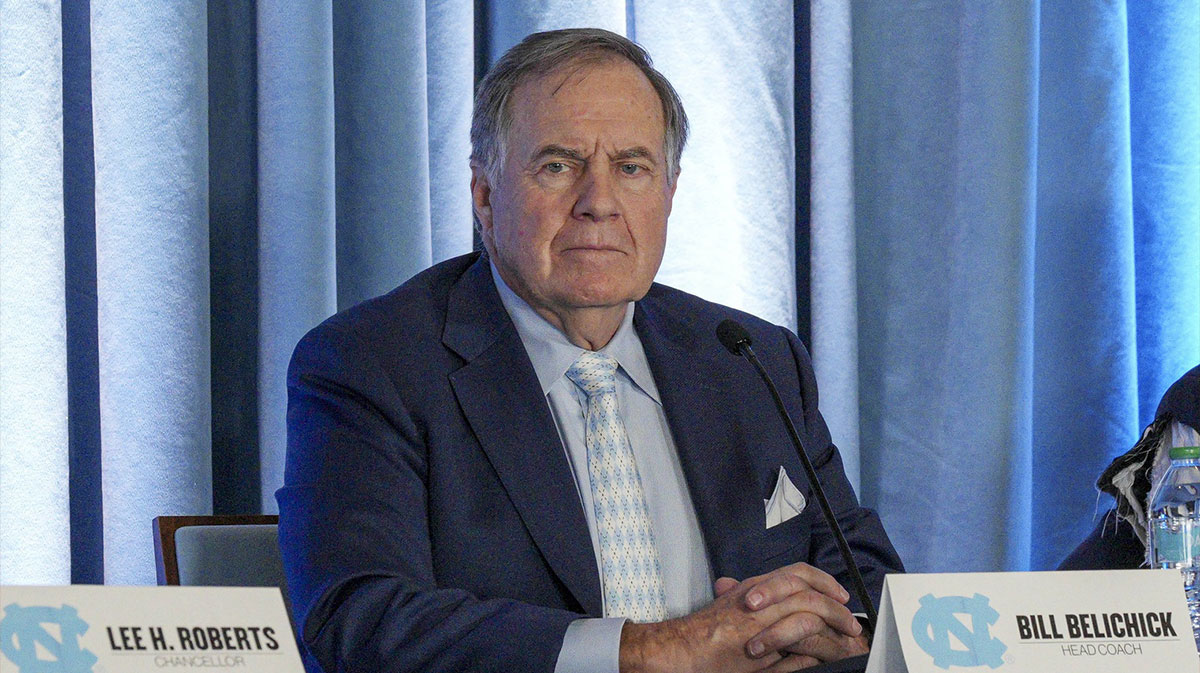 North Carolina Tar Heels new head coach Bill Belichick speaks to the media at Loudermilk Center for Excellence.