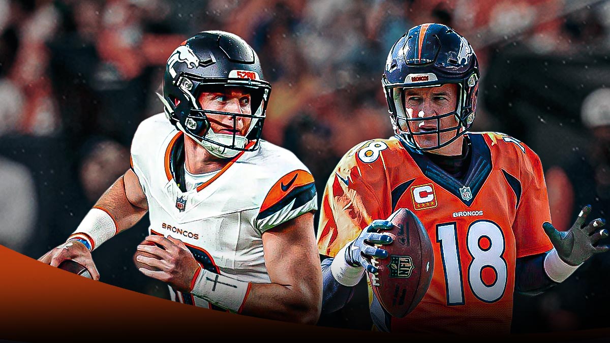 Denver Broncos quarterbacks Bo Nix and Peyton Manning