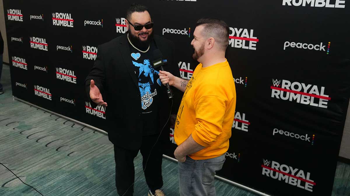 Bronson Reed doing media at the Royal Rumble on January 26, 2024.
