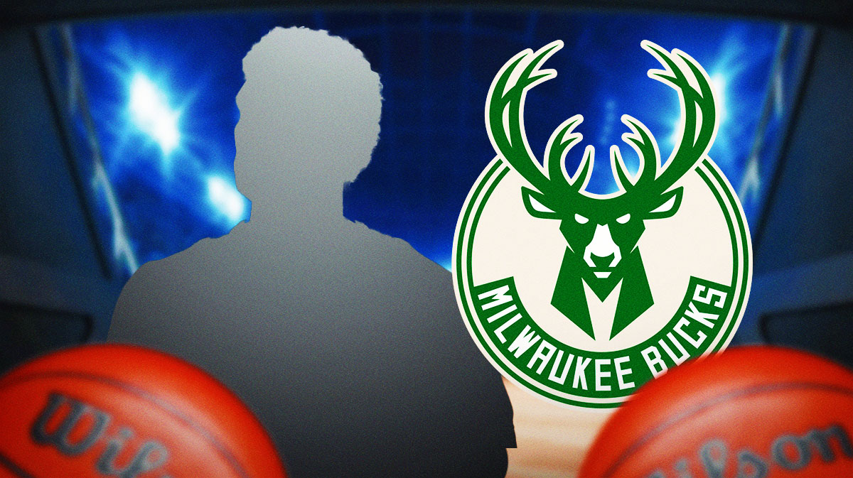 Bucks logo with silhouette of Brook Lopez