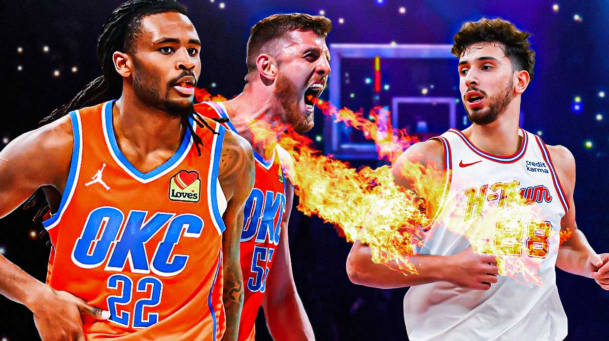 Thunder's Cason Wallace, Isaiah Hartenstein breathing fire in Rockets star Alperen Sengun's face