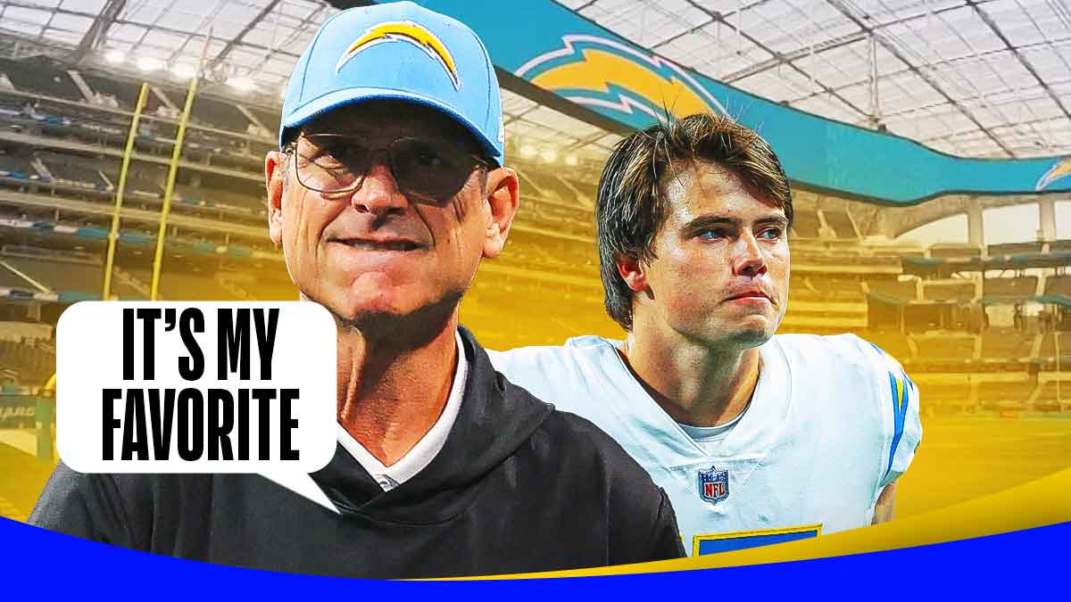 Chargers #39 Jim Harbaugh opens up about Cameron Dicker #39 s wild free kick Chargers #39 Jim Harbaugh opens up about Cameron Dicker #39 s wild free kick