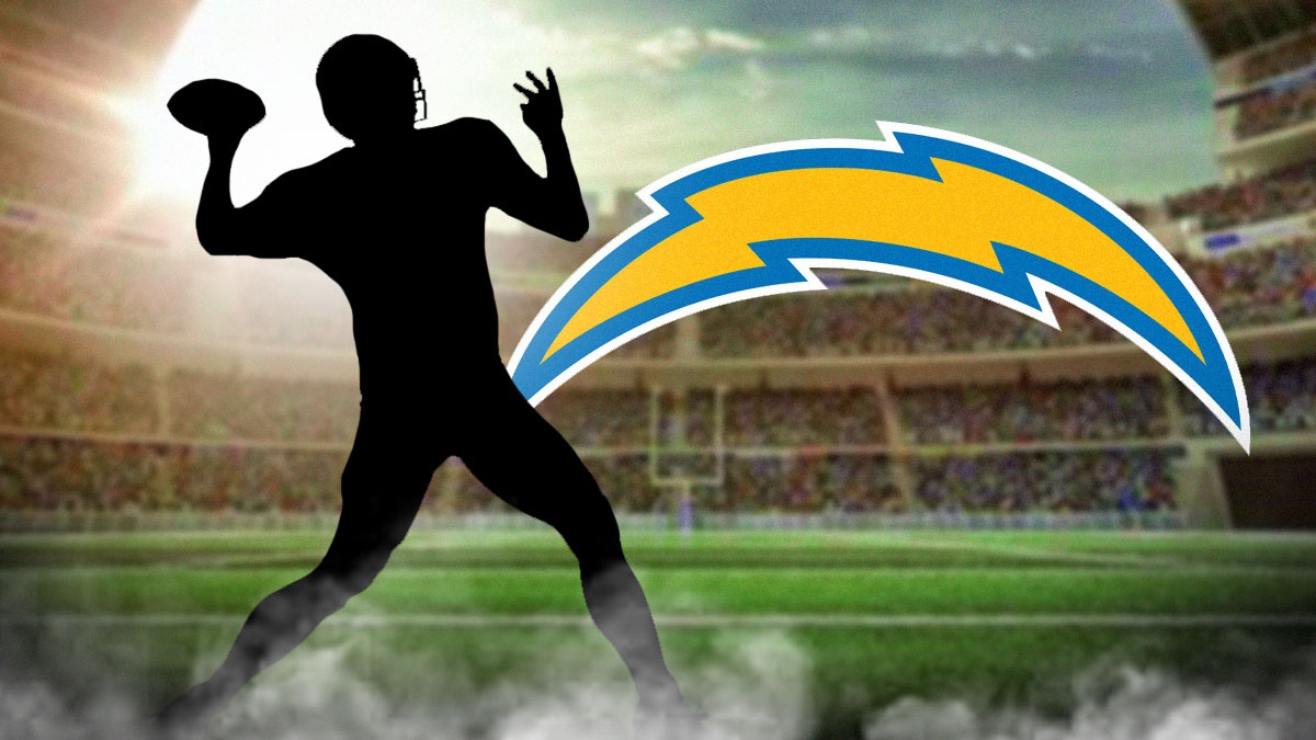 Dark Silhouette of a football player next to a Chargers logo