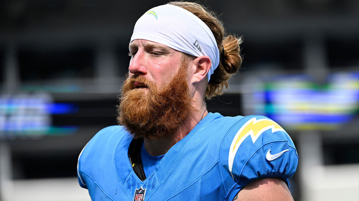 Los Angeles Chargers tight end Hayden Hurst (88) after the game at Bank of America Stadium.