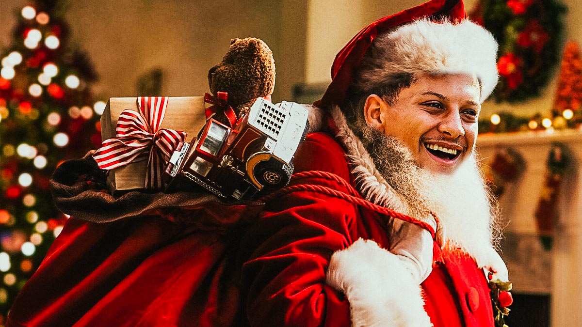 Patrick Mahomes (Chiefs) as Santa Claus