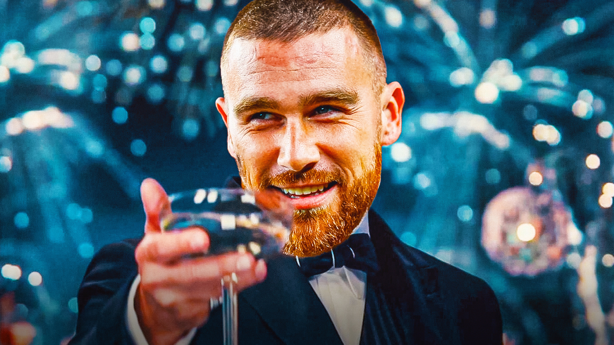 Travis Kelce as the Leo DiCaptrio Great Gatsby meme