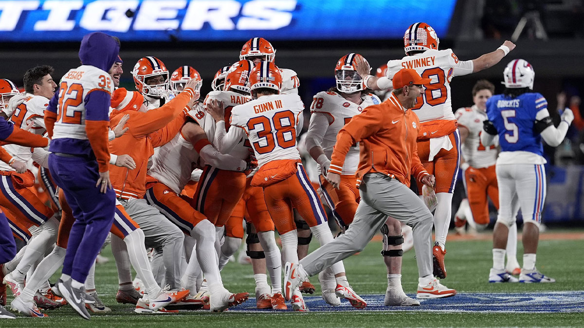 Clemson Tigers head coach Dabo Swinney celebrates after defeating the Southern Methodist Mustangs in the 2024 ACC Championship game at Bank of America Stadium.