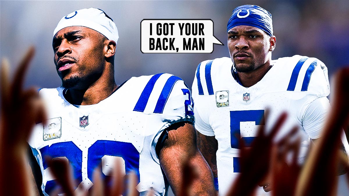 Anthony Richardson saying "I got you, man." looking at Jonathan Taylor looking sad