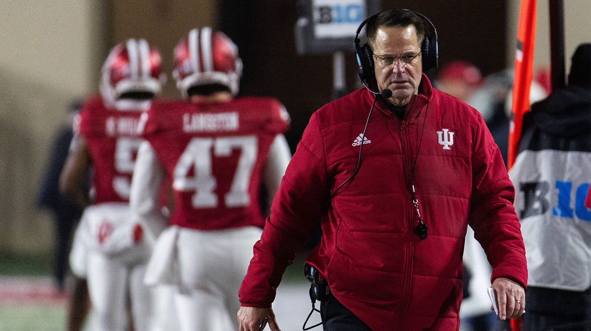 Indiana Hoosiers head coach Curt Cignetti in the second half against the Purdue Boilermakers at Memorial Stadium.