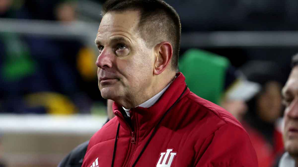 Indiana Hoosiers head coach Curt Cignetti before a first round playoff game against the Notre Dame Fighting Irish at Notre Dame Stadium.