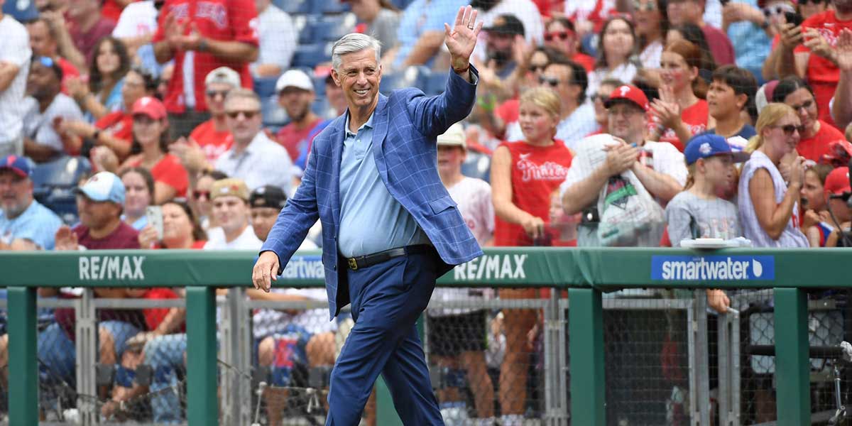 Former Philadelphia Phillies president Dave Dombrowski during Phillies Alumni Weekend and the 20th anniversary of Citizens Bank Park before game against the Washington Nationals at Citizens Bank Park.
