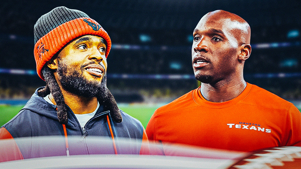 Texans coach DeMeco Ryans and Diontae Johnson in a Houston Texans uniform as Johnson has Ryans support.