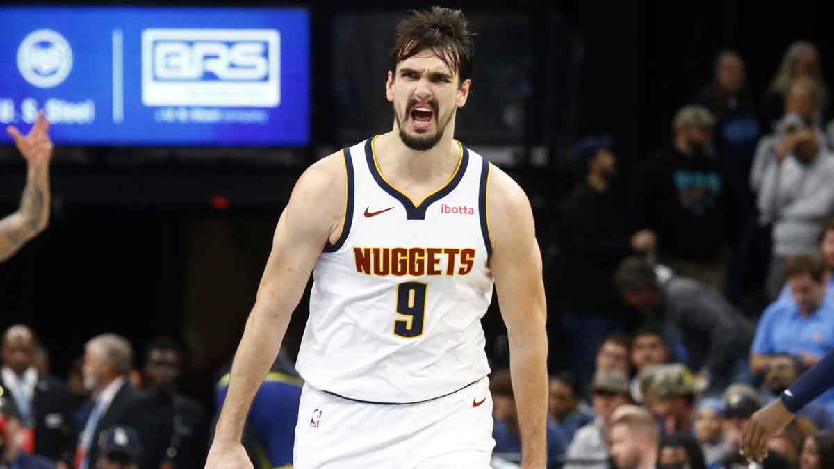 Denver Nuggets forward Dario Saric (9) reacts during the second half against the Memphis Grizzlies at FedExForum.